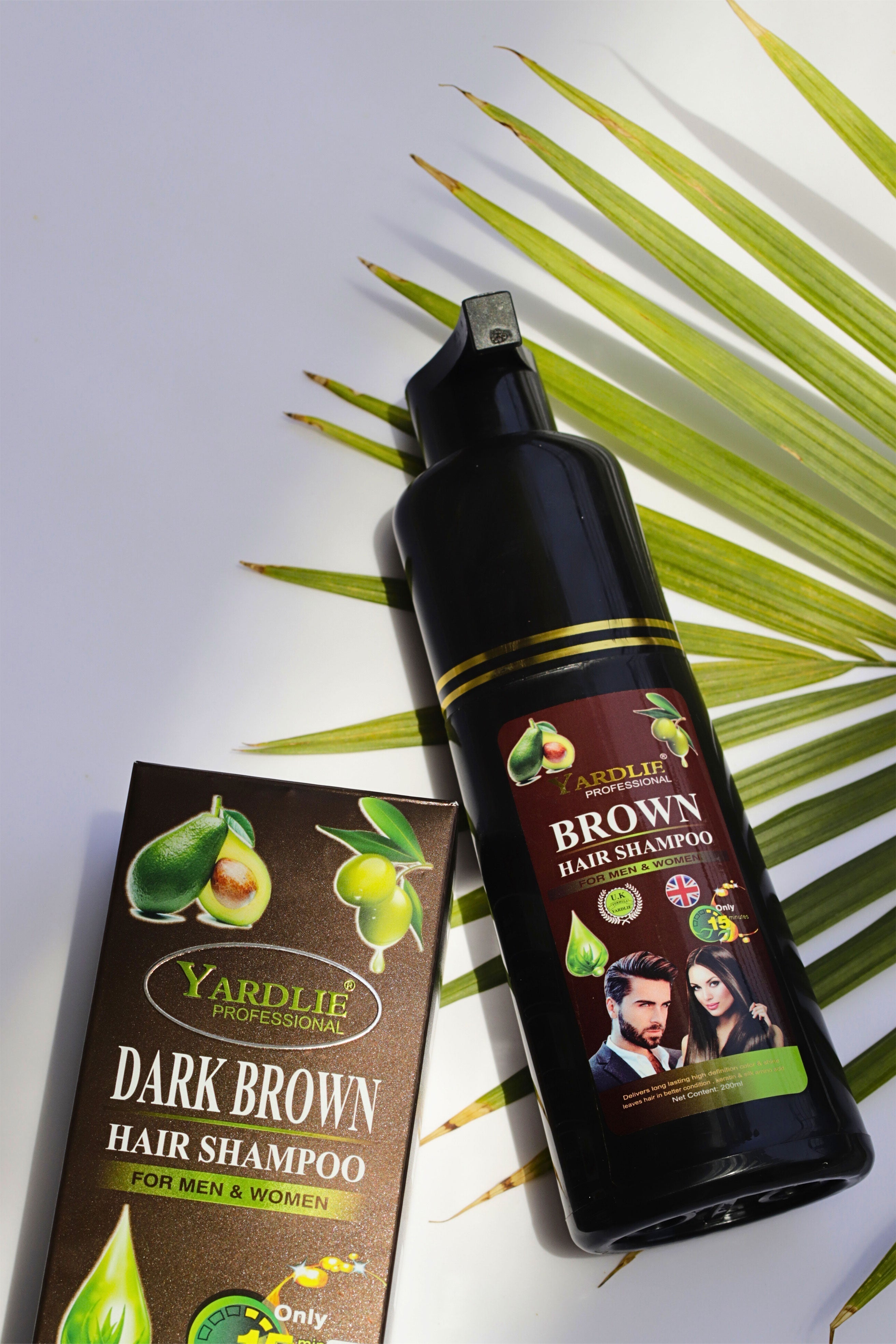 Yardlie Brown Hair Color Shampoo UK Based Formula 200ml.