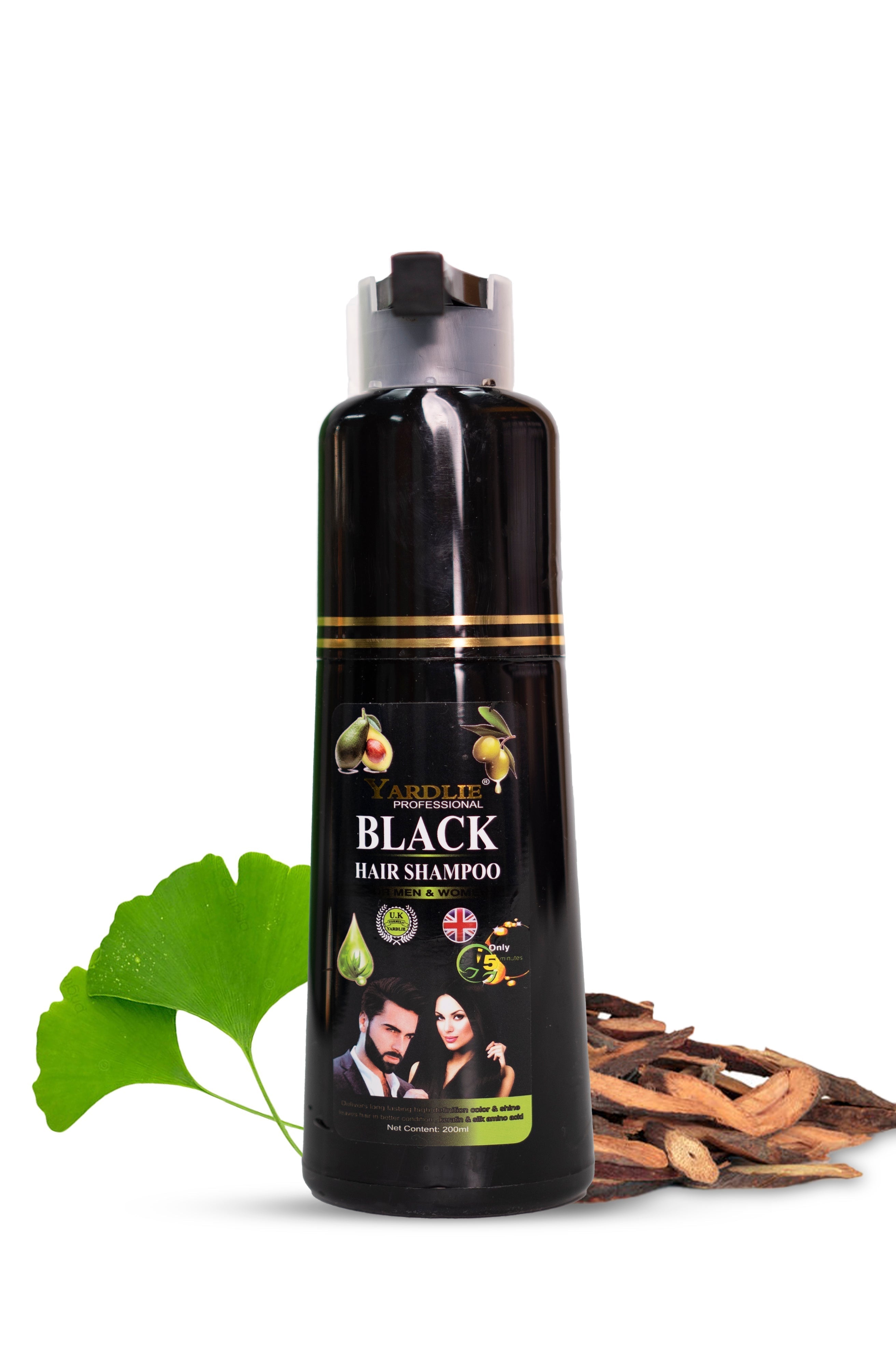 Yardlie Natural Black Hair Color Shampoo UK Based Formula 200ml.