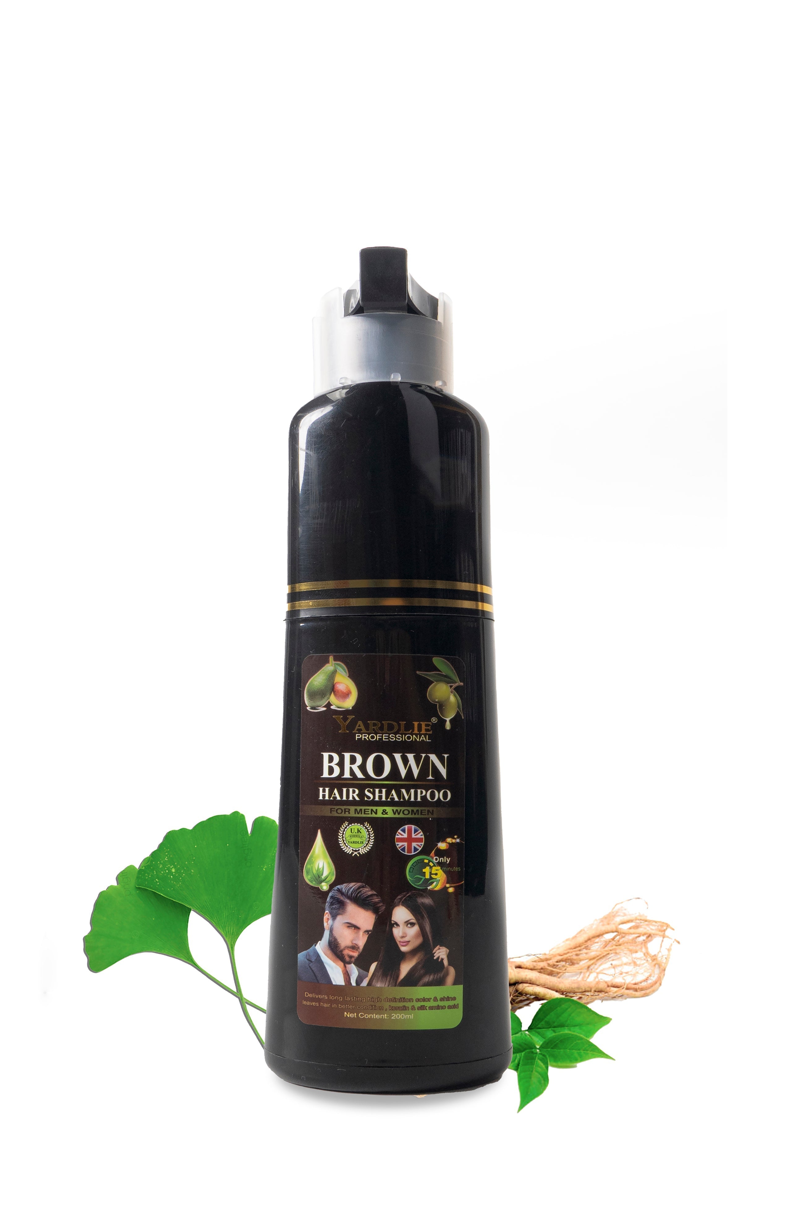 Yardlie Brown Hair Color Shampoo UK Based Formula 200ml.